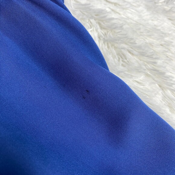 Wai Ming 100% Silk Blue Lattice Detailed Long Sleeve Dress Missing Belt Small - Picture 7 of 9